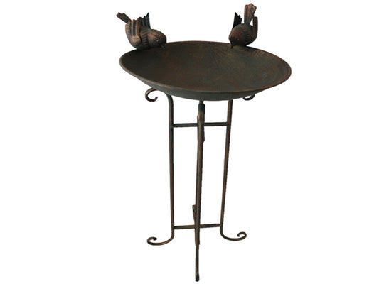 Ornate Round Birdbath W Birds 30x70cm