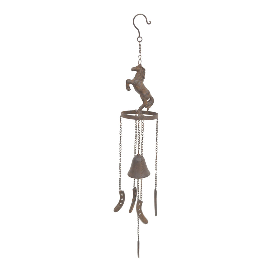 Rust Bell w Rearing Horse 77cm