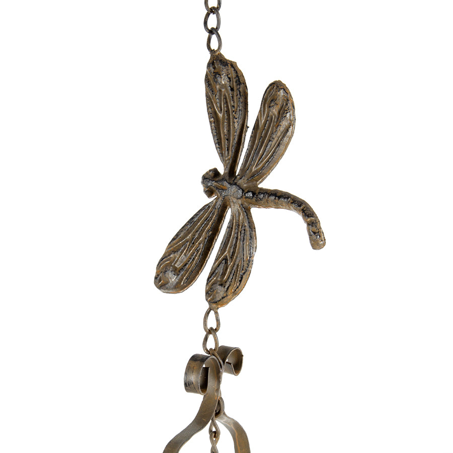 Hanging Cast-Iron Dragonfly Chimes w Bell 73cm - Image 2