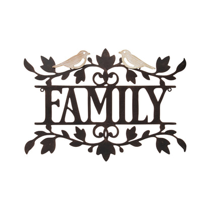 Laser Cut Family w Lovebirds Wall Art 51cm