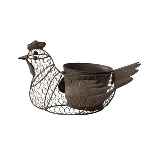 Chicken Wire Chook w Pot & Handle 35cm - Image 2