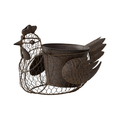 Chicken Wire Chook w Pot & Handle 35cm - Image 3
