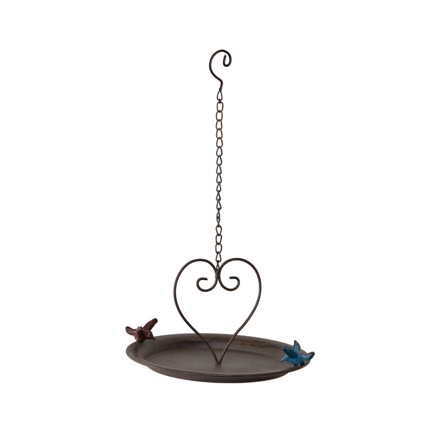Hanging Birdfeeder w Heart & Colourful Birds 42cm