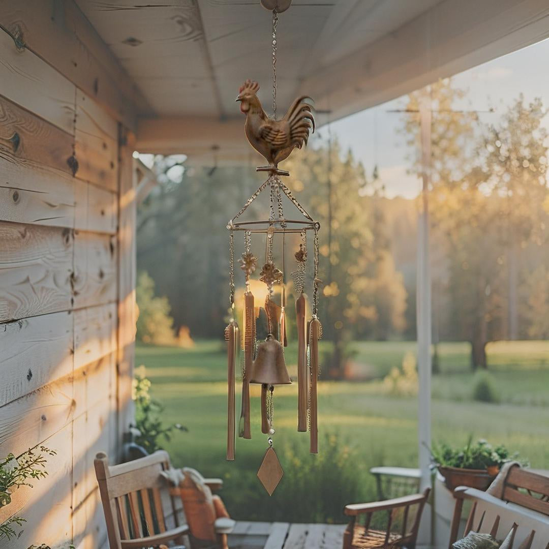 Hanging Chicken Windchime + Cast Iron Bell 78cm - Image 3