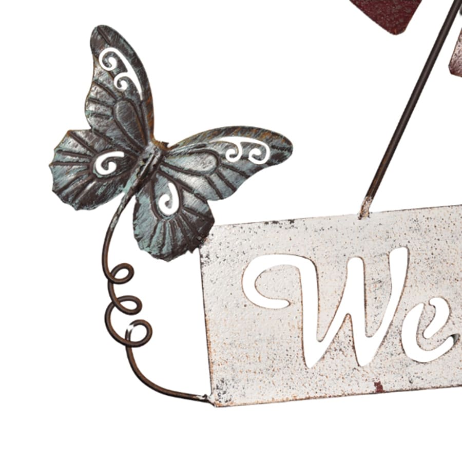 Hanging Welcome Windmill w Bell + Butterflies 88cm - Image 4