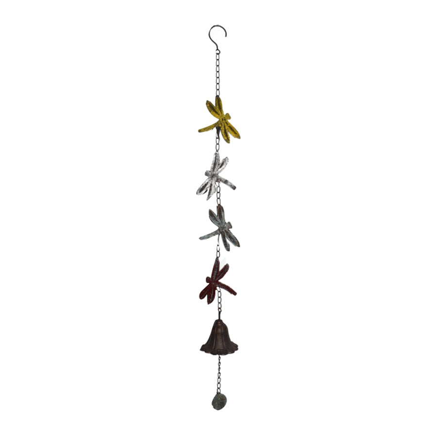 Hanging 4 Dragonflies w Cast Iron Bell 84cm