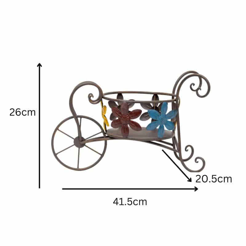 Antique Wheelbarrow w Flower Design Pot Planter 41cm - Image 5