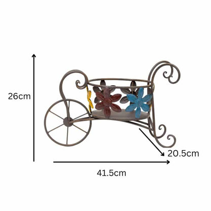 Antique Wheelbarrow w Flower Design Pot Planter 41cm - Image 5