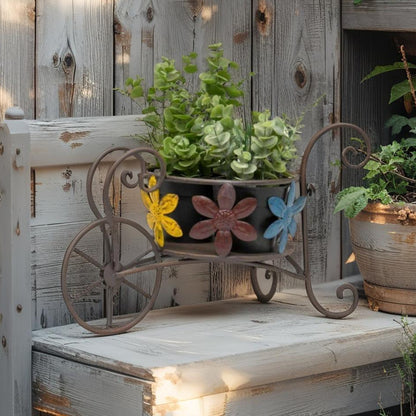 Antique Wheelbarrow w Flower Design Pot Planter 41cm - Image 2