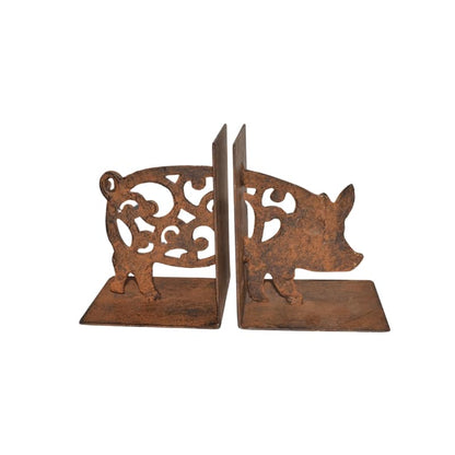 Cast Iron Fleur Pig Bookends Set 14cm - Image 5