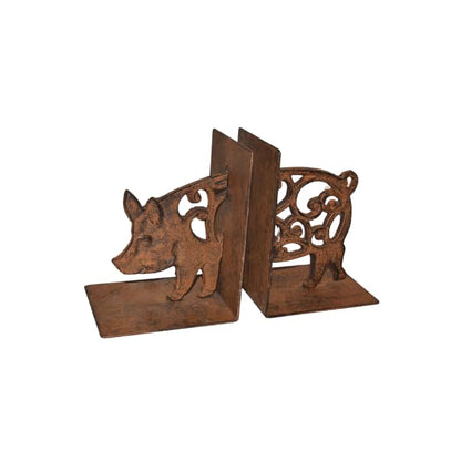 Cast Iron Fleur Pig Bookends Set 14cm - Image 3