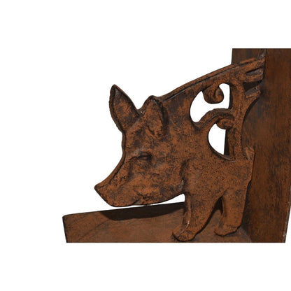 Cast Iron Fleur Pig Bookends Set 14cm - Image 4