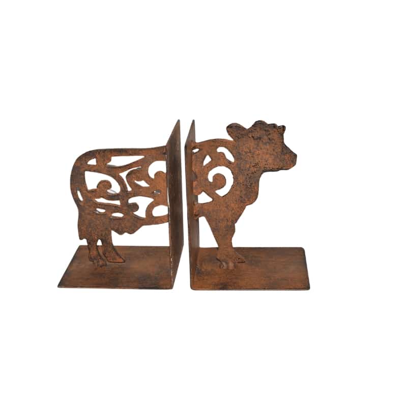 Cast Iron Fleur Cow Bookends Set 15cm - Image 2