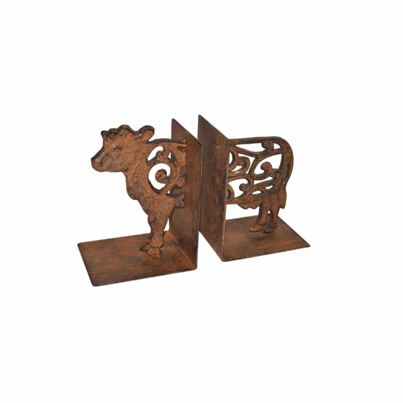 Cast Iron Fleur Cow Bookends Set 15cm - Image 3