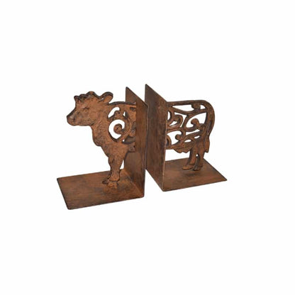 Cast Iron Fleur Cow Bookends Set 15cm - Image 3