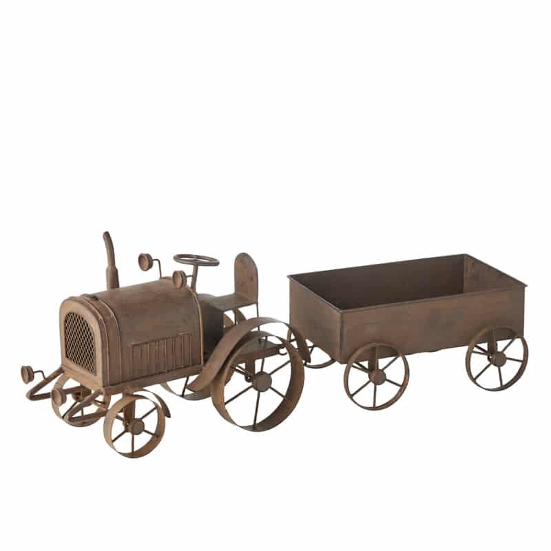 Decorative Rust Tractor W Wagon 26cm