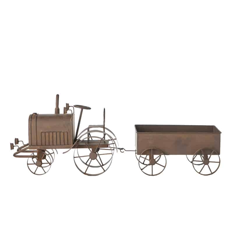 Decorative Rust Tractor W Wagon 26cm