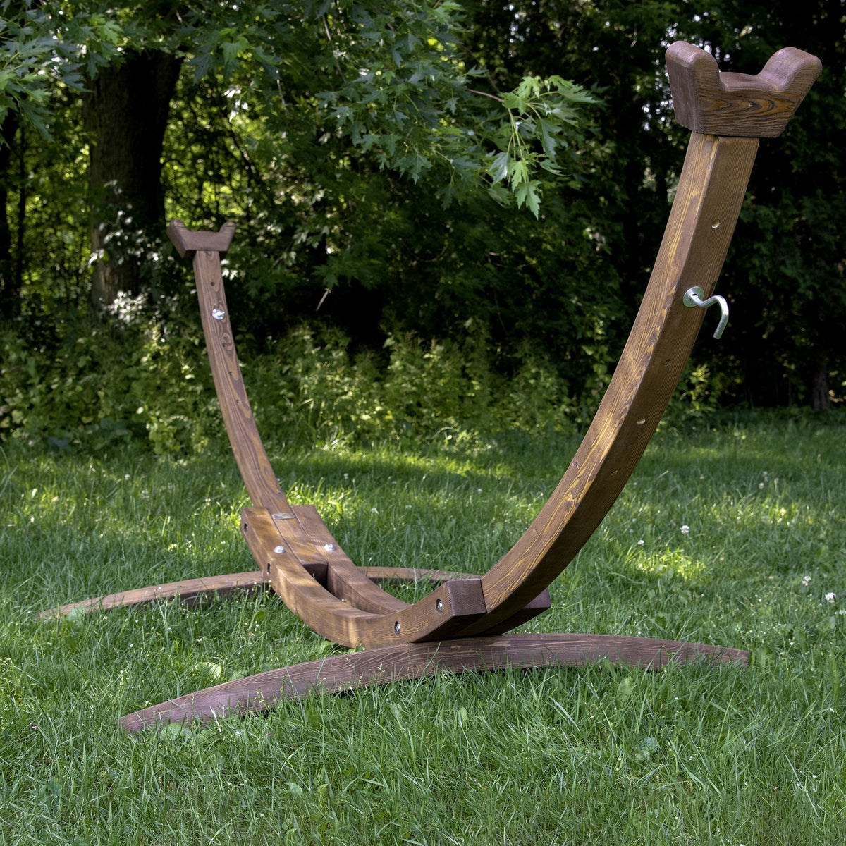 Vivere Solid Pine Arc Hammock Stand (10ft/305 cm) - Brown