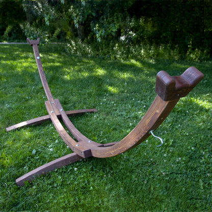 Vivere Solid Pine Arc Hammock Stand (10ft/305 cm) - Brown