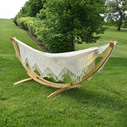 Vivere Solid Pine Arc Hammock Stand (10ft/305 cm) - Natural