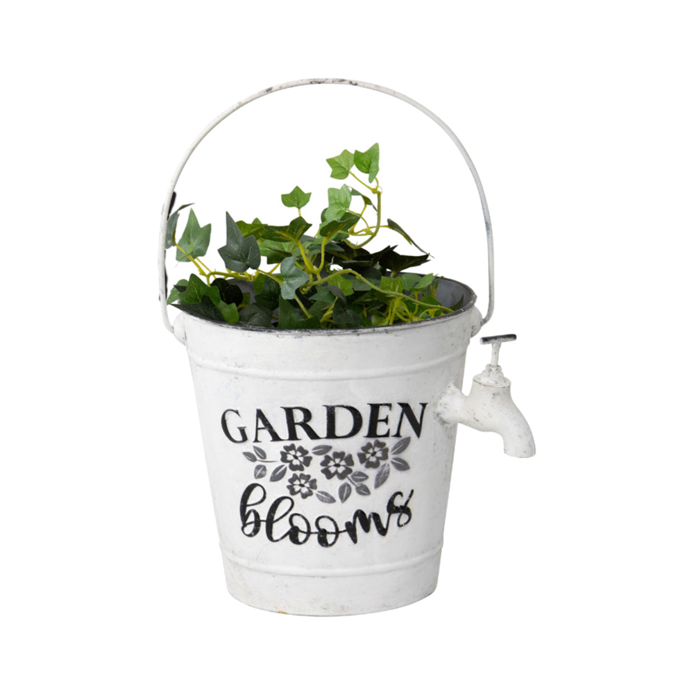 Country Garden Bucket Planter w Decorative Tap 27cm