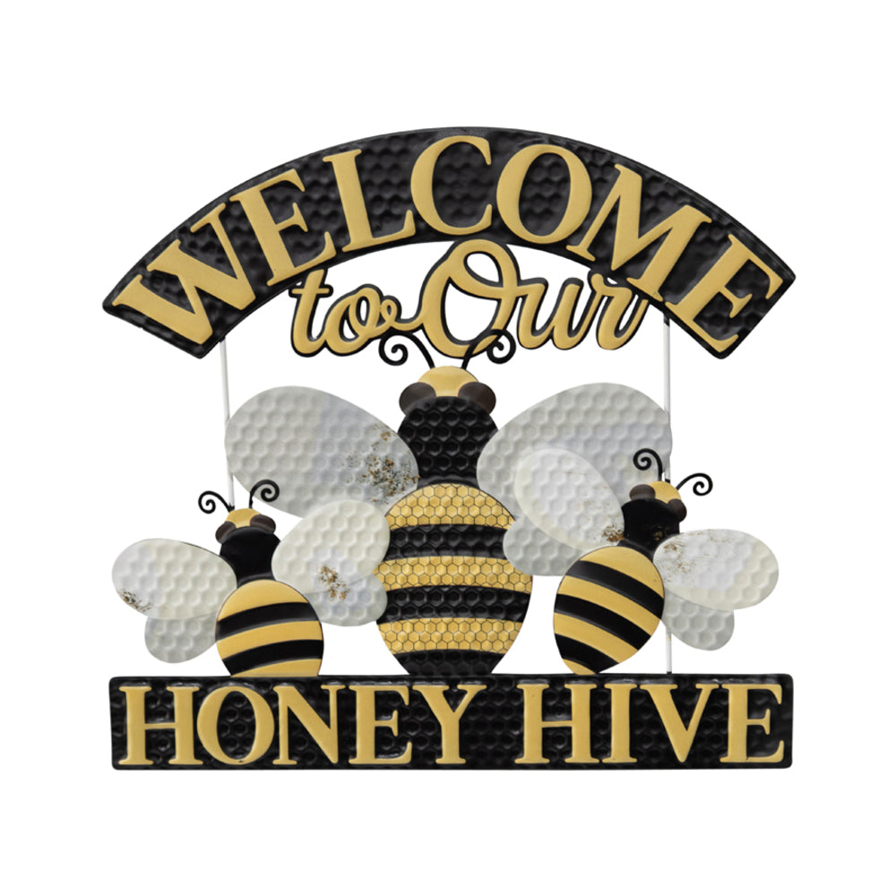 Welcome Honey Hive Wall Sign 43cm