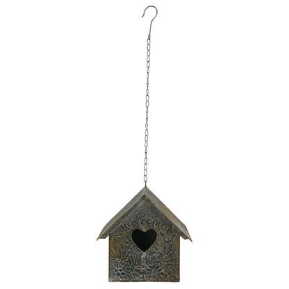 Aged Hanging Birdhouse w/Heart 20x21cm