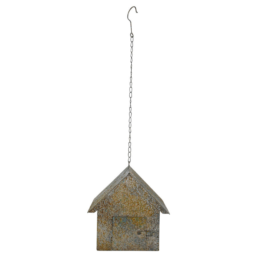 Aged Hanging Birdhouse w/Heart 20x21cm - Image 2
