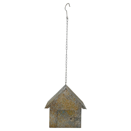 Aged Hanging Birdhouse w/Heart 20x21cm - Image 2