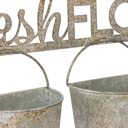 Three Bucket 'Fresh Flowers' Wall Planter 51x26cm - Image 4