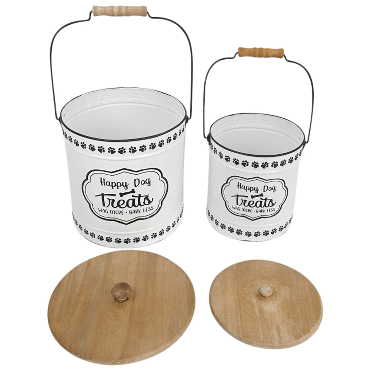 Set 2 Nested Happy Dog Treats Tins w/ Lid 24x27cm - Image 2