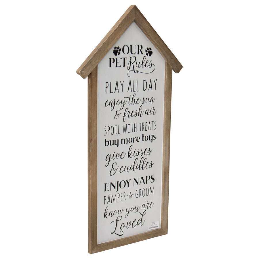 Our Pet Rules Wall Sign 33x66cm - Image 3