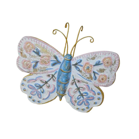 Butterfly Wall Art Blue White 21cm