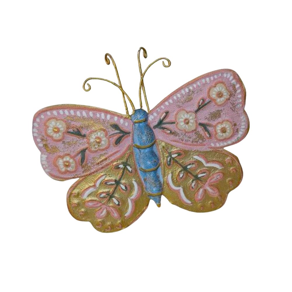 Butterfly Wall Art Pink Blue 21cm