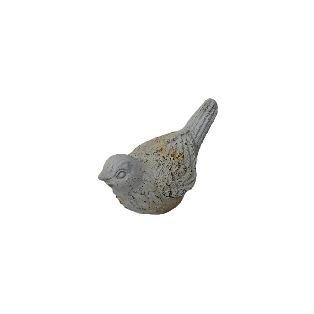 Sitting Bird Distressed White 8cm