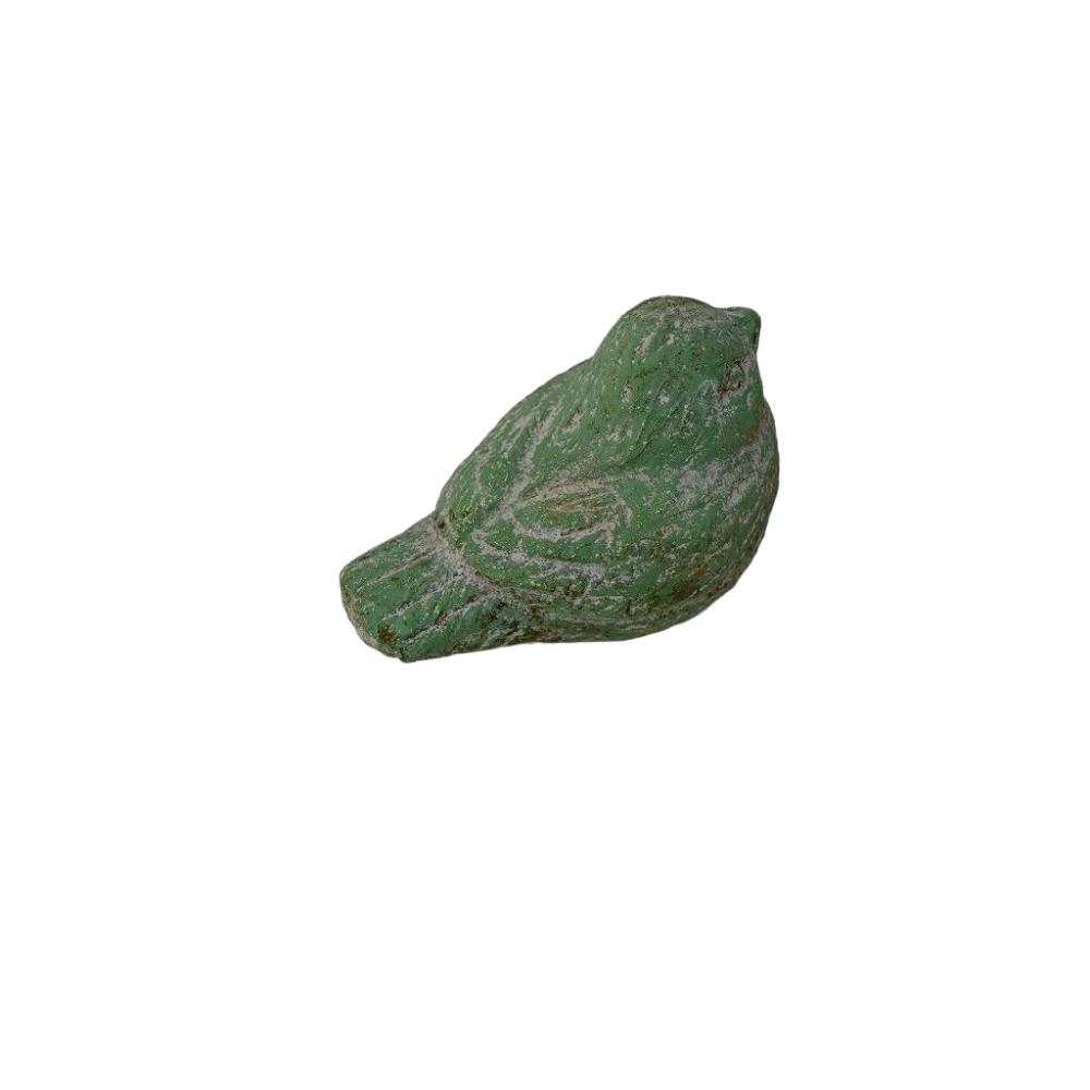 Sitting Bird Distressed Green 10cm