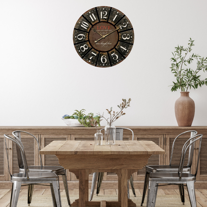 XL Round Charcoal Clock W Love 60cm - Image 2