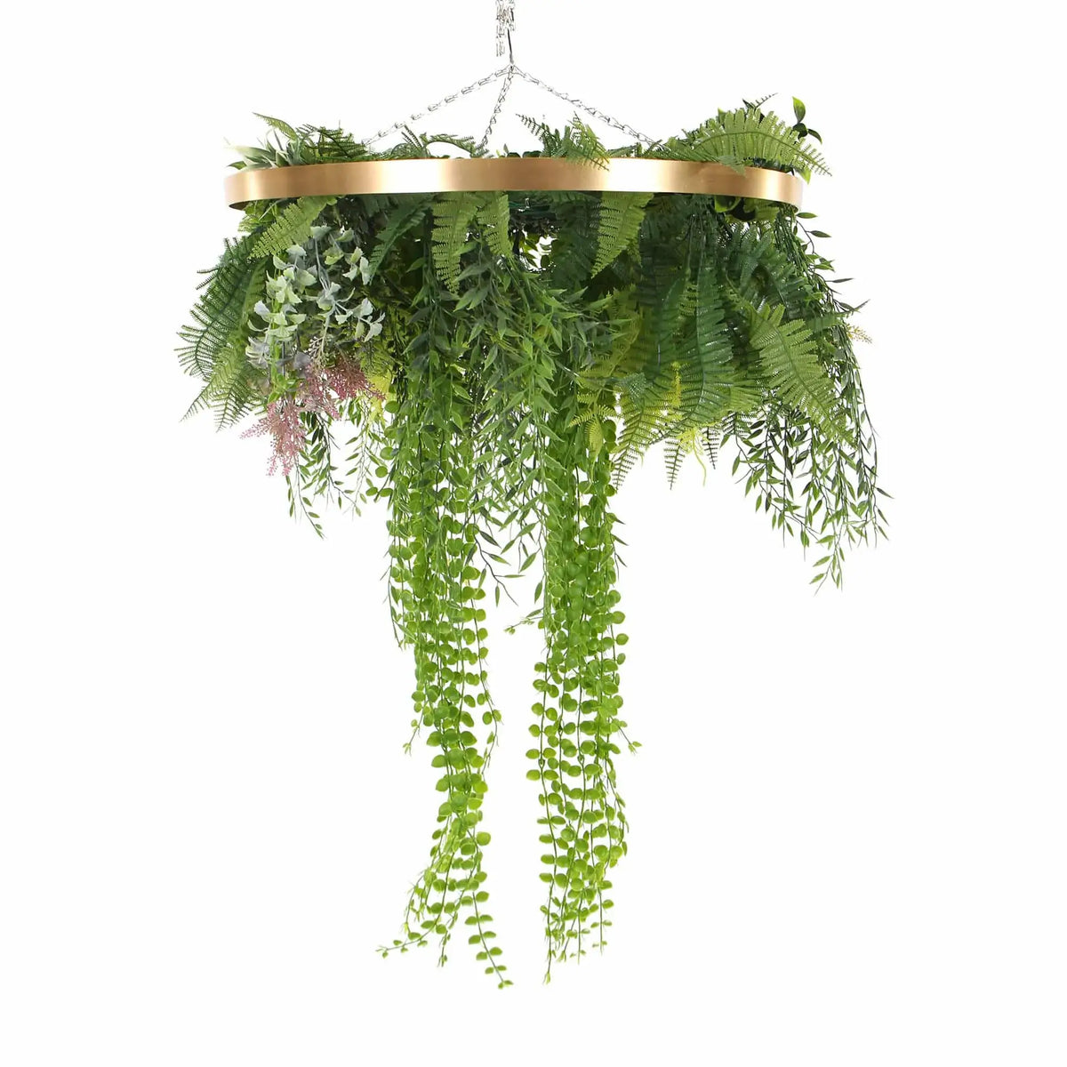 Premium Hanging Artificial Plant Arrangement with Gold Frame 40cm (Limited Edition) - Image 3