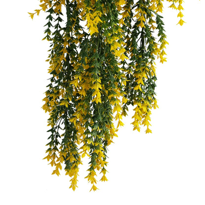 Artificial Hanging Yellow and Green Willow Leaf Garland Bush UV Resistant and Fire Rated 20cm x 76cm - Image 3