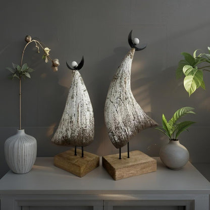 Set 2 Contemporary Wooden Angels Assort 24cm, 20cm