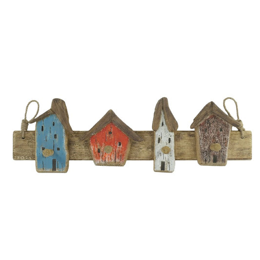 Handcrafted Beach Houses 4-Hook Wall Hanging 65cm