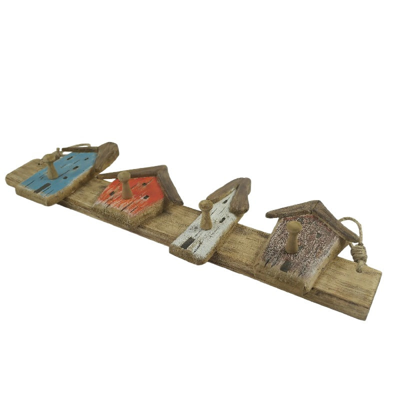 Handcrafted Beach Houses 4-Hook Wall Hanging 65cm - Image 2