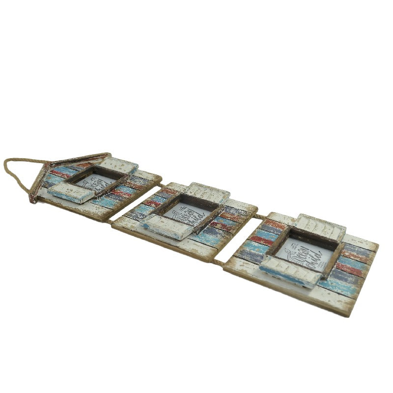 Handcrafted 3-Photo Frame Hanging Beach Houses 78cm - Image 3