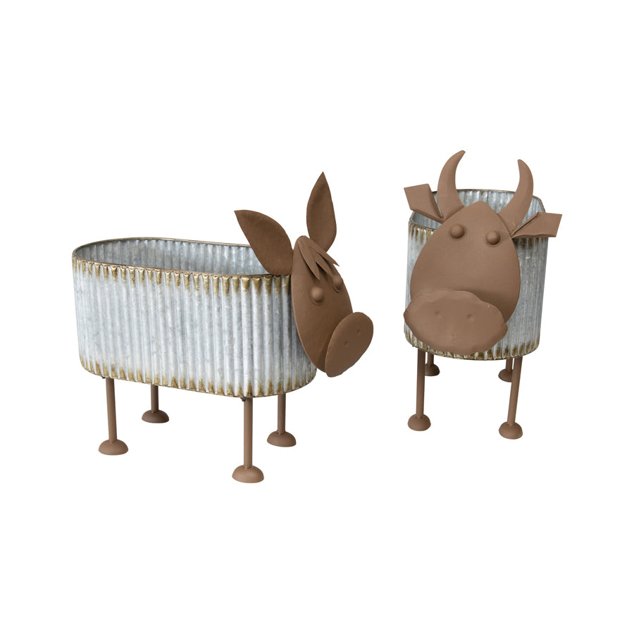 Set 2 Nested Cow Planters 45cm, 40cm - Image 3