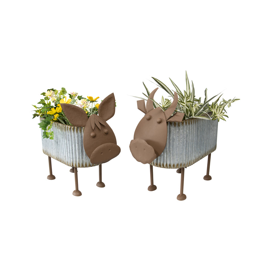 Set 2 Nested Cow Planters 45cm, 40cm - Image 2