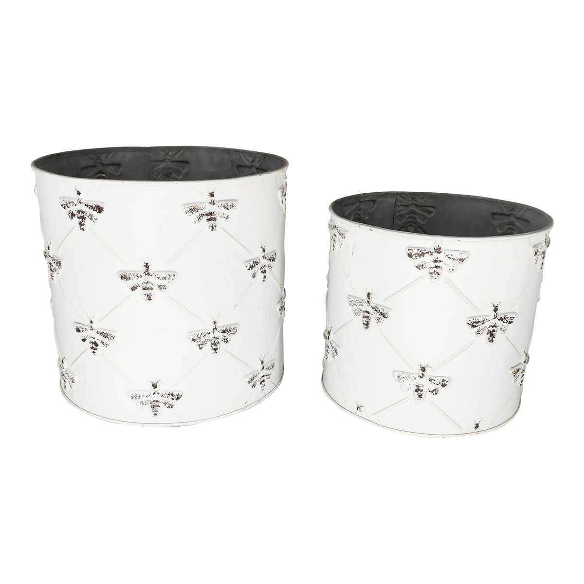 Set 2 Round Bee Planters 20cm
