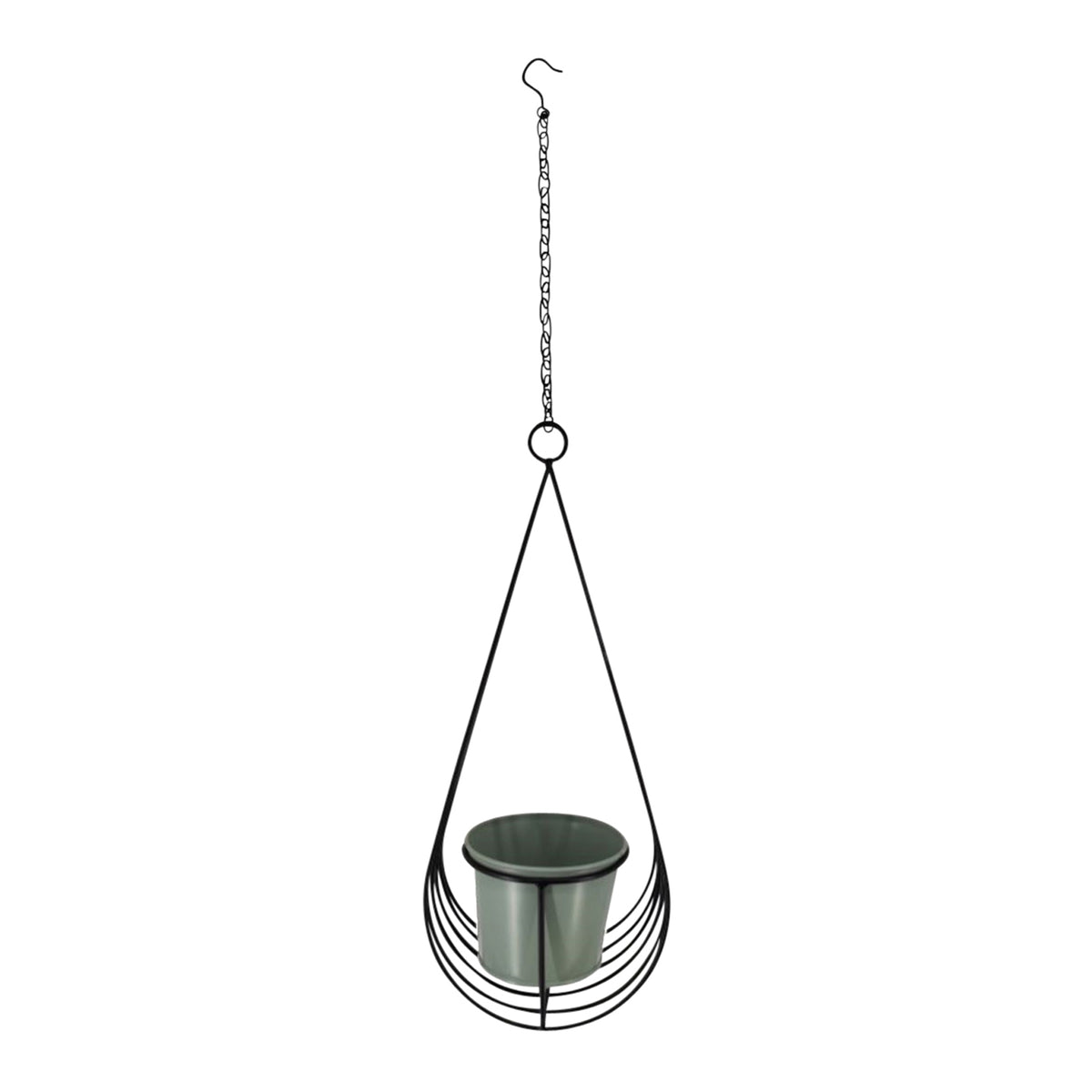 Contemporary Hanging Cradle w Pot & Chain Planter 35cm - Image 3