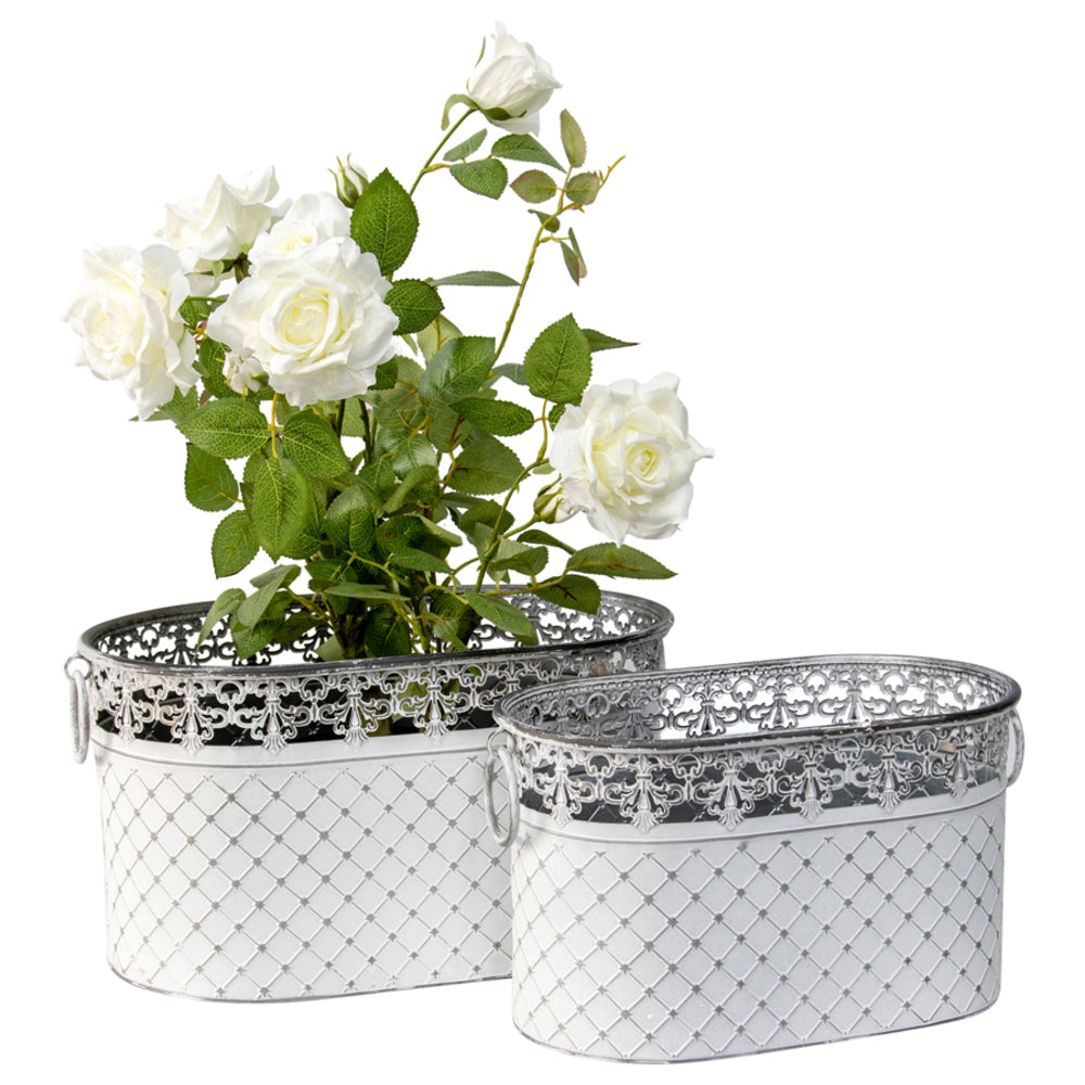Set 2 French Country Oval Planter / Storage 40cm