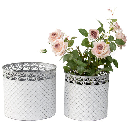 Set 2 French Country Round Planter / Storage 32cm