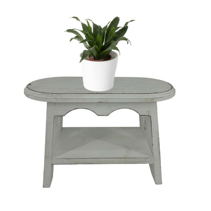 Antique White Milking Stool 32cm - Image 2